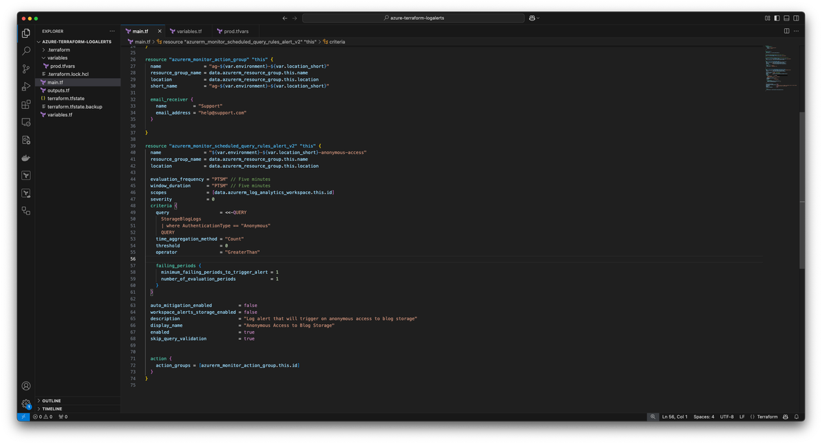Configure Azure Monitor log alerts with Infrastructure as Code